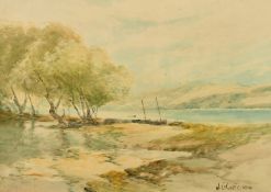 Circle of J.W. Carey, Seascape 'Kilkeel Harbour, County Down, Ireland', watercolour,inscribed verso,