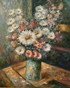 T. Denver (20th Century), a still life of mixed flowers, oil on canvas, 24