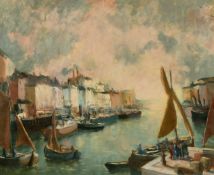 W. Le Wino (Walter Beauvais), 'A harbour', oil on canvas, signed and inscribed verso, 17.5