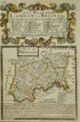 Four small antiquarian maps, Middlesex, Shropshire, Glamorgan, Monmouthshire, 7.5