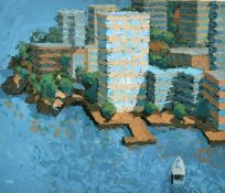 Steve Daghit (20th /21st Century) 'Sydney Harbour', oil on board, signed with initials and inscribed