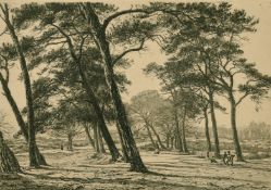 Circle of Whistler, Figures in a park, engraving, 7