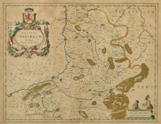 W & J Blaeu, 'Ducatus Limburgum Auctore Aegidio Martini', a hand-coloured 17th Century engraved