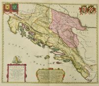 Johannes Blaeu, 'Illyricum Hodiernum Quod Scriptores communiter Sclavoniam', a hand-coloured 17th