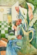 Delia Cardnell (b. 1974) British, 'Florida Lilies' and 'Arum Lilies, 'watercolours, both signed,