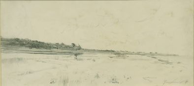 Johan Barthold Jongkind (1819-1891) Dutch, A sketch of an extensive landscape, pencil, signed and