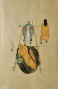 Timmons, 20th Century American School, a scene of a native American Indian with a horse,watercolour,