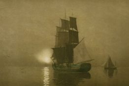 Claude Rowbotham (1864-1949) 'Becalmed', colour printed etching, signed in pencil, 6
