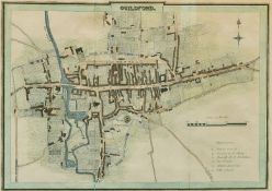 A Town Plan of Guildford, hand coloured engraving by J. Greig for 