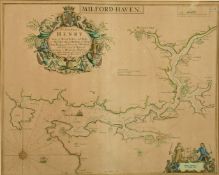 Greenuile Collins, A hand coloured engraved map/chart of Milford Haven, 18