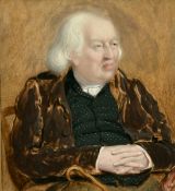 19th Century English School, Portrait of a seated gentleman, watercolour, 4.25