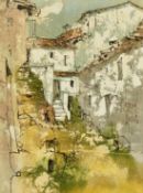 Bernard Dufour, A Mediterranean Street with steps, acrylic on canvas signed, 18