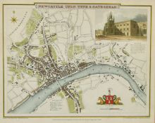 Newcastle Upon Tyne & Gateshead, by G. Cole & J. Roper circa 1810, hand coloured engraving, 7.75