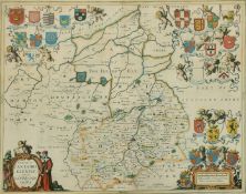 Comitatus Cantabrigiensis; vernacule Cambridgeshire, by Jan Jansson, hand coloured engraving, 17th