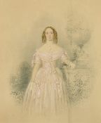 William Spence Robinson (19th Century) British, A portrait of Isabella Roberts in a formal garden