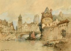 Paul Marny (1829-1914) French, 'La Ferte Calvador, Normandy', watercolour, signed, 8