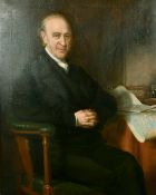 19th Century English School, a portrait of a seated gentleman with maps, oil on canvas, 44