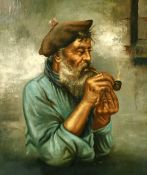 Raffaele Frigerio (1875-1948) Italian, The pipe smoker, oil on canvas, 15.5