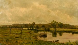 Benjamin Williams Leader (1831-1923) British, 'At Weston on Trent', a river landscape, oil on