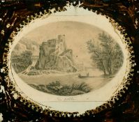19th Century French School, A pencil sketch of a castle, 4.5