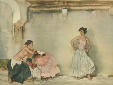After William Russell Flint, 'The Chateau Garden, Languedoc', along with two similar prints,