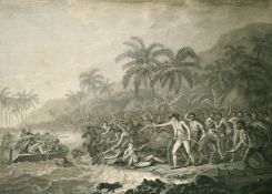Bartolozzi after Webber, 'The Death of Captain Cook', an unframed engraving, rolled, 18