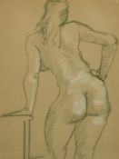 Sydney d'Horne Shepherd, A charcoal and chalk study of a standing female figure, signed in pencil,