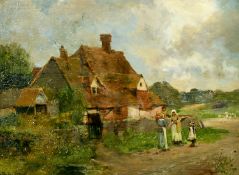 Leopold Rivers (1850-1905) British, 'A cottage near Pulborough, Sussex', oil on panel, signed and