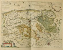 William and Johannes Blaeu, 'Flandriae Teutonicae Pars Orientalior', a hand-coloured 17th Century