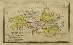 Carte du Departement de L'Orne, circa 1795, hand coloured engraving, 4.5