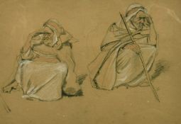 John Sydney Steel (1863-1932), 'Sketches of Arabs', a study of two figures, pastel, 9