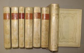 [BINDINGS] 6 misc. small quarter vellum vols.; EMERSON'S Essays, 2 vols., full vellum, L., n.d. (