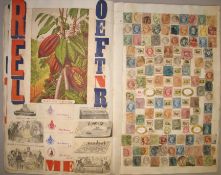 [SCRAPBOOK / POSTAL INTEREST] folio scrapbook, varied contents, incl. trade labels, postage
