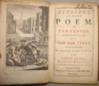 VOLTAIRE, Henriade. An Epick Poem, 8vo, engr. frontis, calf (rebacked), L., C. Davis, 1732.