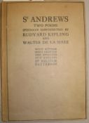 KIPLING (R.) & DE LA MARE, St Andrews Two Poems, sm. 4to, illus. by Malcolm Patterson, boards, ex