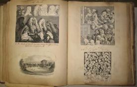 SCRAPBOOK, 19th c. folio, with engravings.