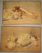 STILL LIFE, 2 x 19th c. watercolours, 9 x 13 inches, u/f (2).