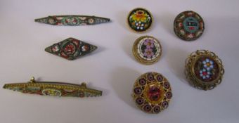 8 Italian micro mosaic brooches L 6.5 cm