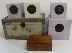 Mixed selection of storage boxes including jewellery chest - butterfly box L 48cm - H 25.5cm - W