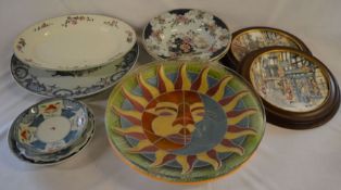 Various plates & chargers including 2 'Dresden China' ironstone