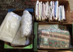 3 boxes of curtains and pillow cases