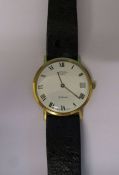 Gents 9ct gold Rotary 21 jewels wristwatch with leather strap