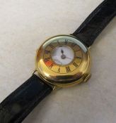 18ct gold half hunter wristwatch Birmingham 1909 15 jewels, Dennison Watch Case co no A21846, with