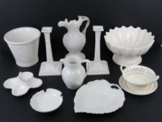 A quantity of '18th Century Elegance' Leadsware creamware inc pair of candlesticks, two jugs,