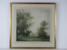 William Tatten-Winter RBA (1855-1928) watercolour; rural scene, sheep with shepherdess,