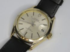 A 1972 Tudor Oyster Date wristwatch having champagne dial with date aperture, gold plated,