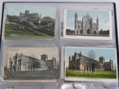 A collection of vintage postcard and photo cards depicting the exterior of the cathedral and Abbey