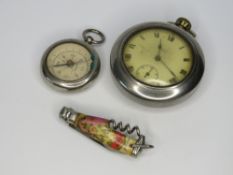 A Smiths top wind pocket watch, together with a pocket compass and a small pocket knife.