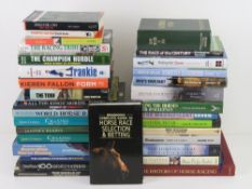 A large quantity of horse racing themed books.