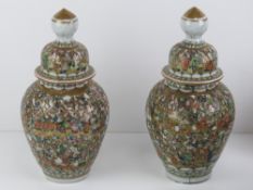 A pair of 19th century lidded ginger jars,